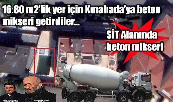 Kınalıada'ya beton mikseri getirenlere tutanak!!!